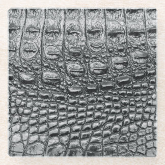 Posavasos De Vidrio Noir cocodrilo: Mistique de cuero negro