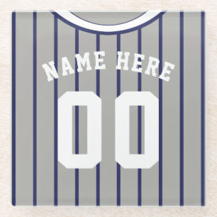 Posavasos De Vidrio Nombrar y número de la Marina Pinstripe Béisbol