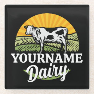 Posavasos De Vidrio NOMBRE ADICIONAL HORA Láctea Sunset Dairy Farm Gra