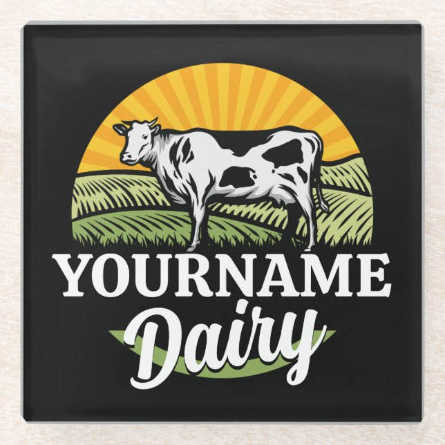 Posavasos De Vidrio NOMBRE ADICIONAL HORA Láctea Sunset Dairy Farm Gra (Anverso)