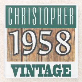 Posavasos De Vidrio Nombre con la escoria de vidrio de época del año 1