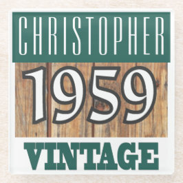 Posavasos De Vidrio Nombre con la escoria de vidrio de época del año 1