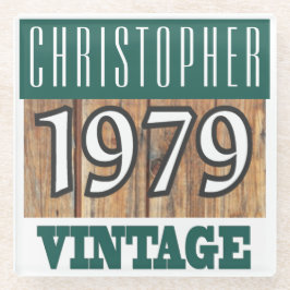 Posavasos De Vidrio Nombre con la escoria de vidrio de época del año 1