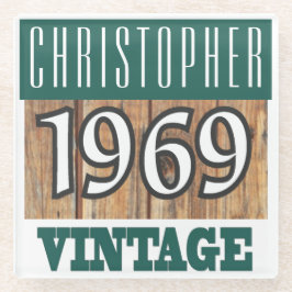 Posavasos De Vidrio Nombre con la escoria de vidrio vintage de año 196