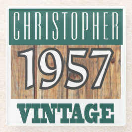 Posavasos De Vidrio Nombre con la escoria de vidrio vintage del año 19