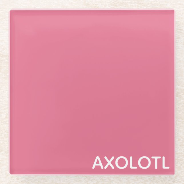 Posavasos De Vidrio Nombre de color rosa Axolotl (Anverso)