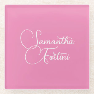 Posavasos De Vidrio Nombre de escritura a mano minimalista profesional