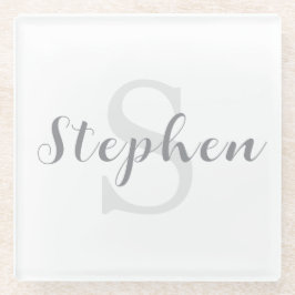 Posavasos De Vidrio Nombre de guión de monograma personalizado bebida