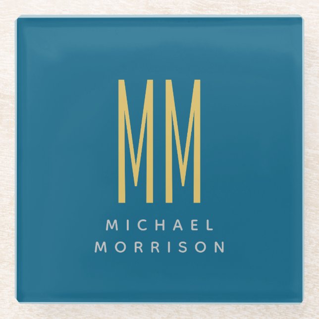 Posavasos De Vidrio Nombre de las letras iniciales del monograma Ocean (Anverso)