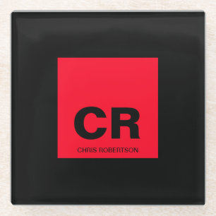 Posavasos De Vidrio Nombre de monograma Regalo de Personalizado de cre