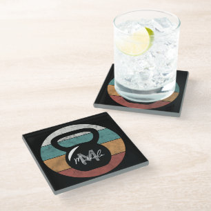 Posavasos De Vidrio Nombre del monograma del personalizado del timbre 
