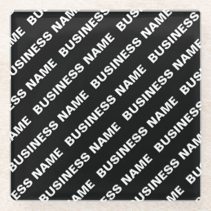 Posavasos De Vidrio Nombre editable repetitivo en negrita Blanco y n