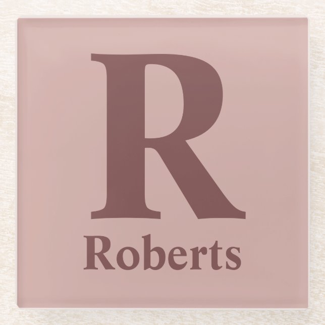 Posavasos De Vidrio Nombre inicial/primero/familia del Rosa de canela (Anverso)