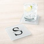 Posavasos De Vidrio Nombre Minimalista moderno personalizado negro<br><div class="desc">Nombre Minimalista moderno personalizado negro</div>