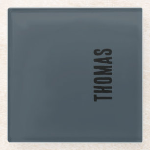 Posavasos De Vidrio Nombre Minimalista personalizado de Gris carbonero