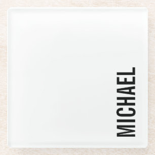 Posavasos De Vidrio Nombre Minimalista personalizado moderno