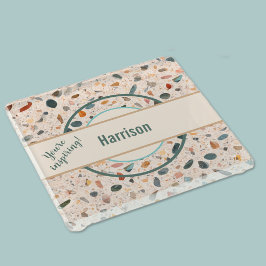 Posavasos De Vidrio Nombre, Pequeños y Coloridos Chips Mosaic Terrazzo