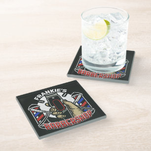 Posavasos De Vidrio NOMBRE Personalizado Barbería Retro Tienda Pole B
