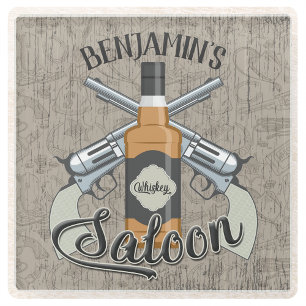 Posavasos De Vidrio NOMBRE personalizado Cowboy Revolver Gun Whiskey S