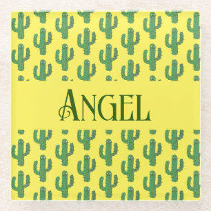 Posavasos De Vidrio Nombre personalizado de Cactus Happy Day of the De