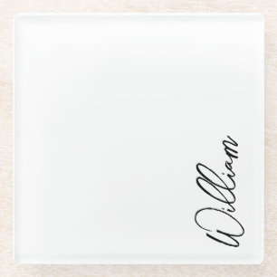 Posavasos De Vidrio Nombre personalizado de guión moderno