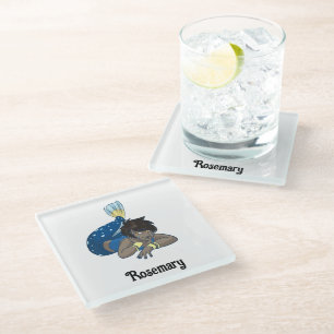 Posavasos De Vidrio Nombre personalizado de Lady mermaid