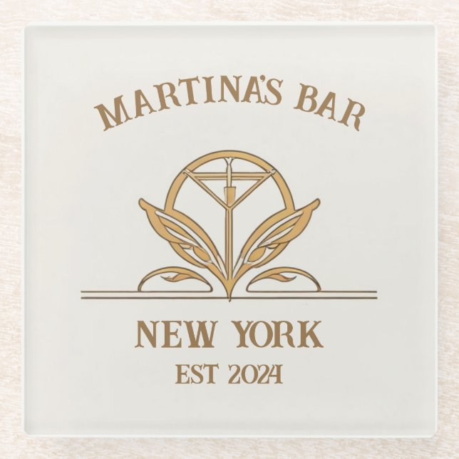 Posavasos De Vidrio Nombre personalizado del logotipo Martini del Rótu (Anverso)