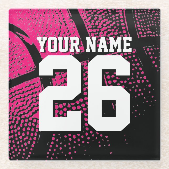 Posavasos De Vidrio Nombre personalizado número de jersey deportivo de (Anverso)