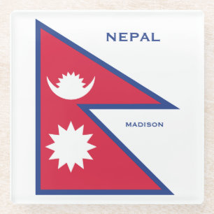 Posavasos De Vidrio Nombre personalizado y marca de Nepal de texto