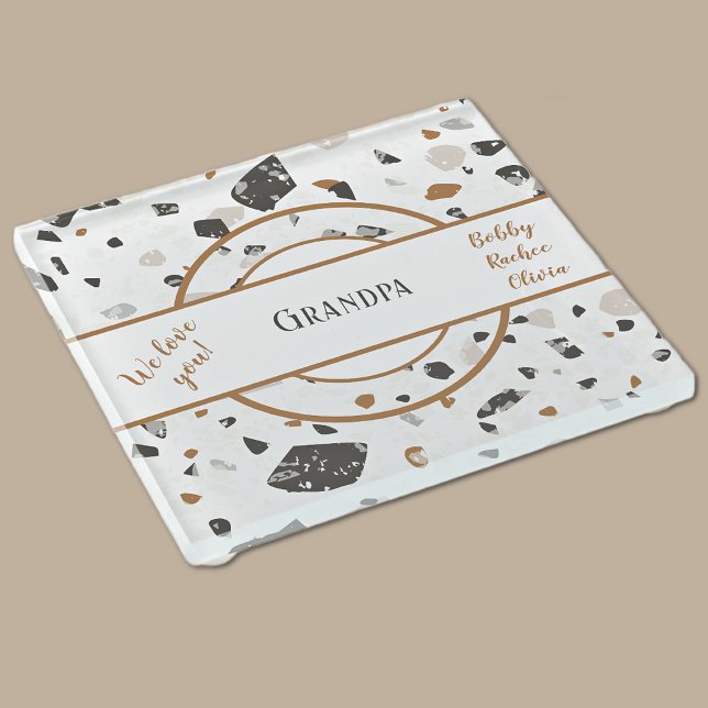 Posavasos De Vidrio Nombre || Tierra Tones Terrazo Abuelo Papá (Subido por el creador)