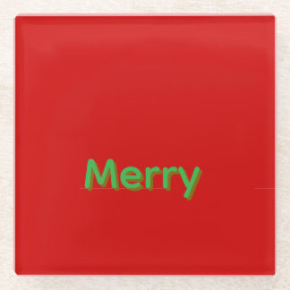 Posavasos De Vidrio Nombre verde alegre sobre rojo