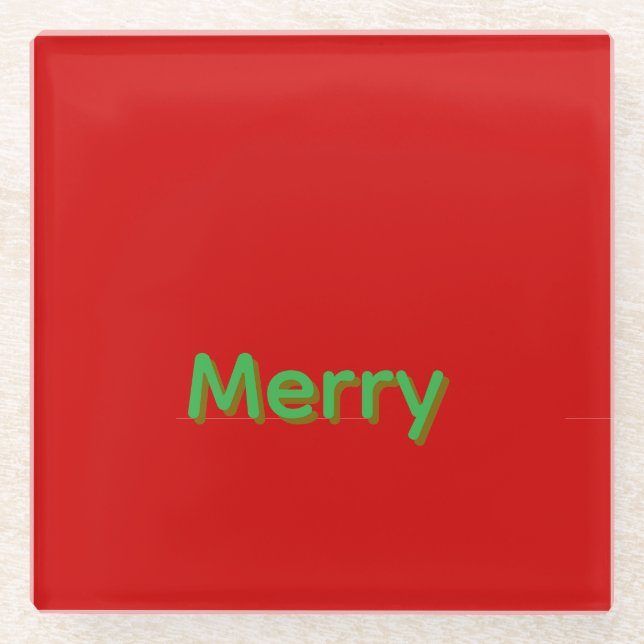 Posavasos De Vidrio Nombre verde alegre sobre rojo (Anverso)