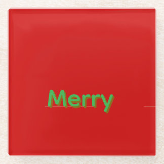 Posavasos De Vidrio Nombre verde alegre sobre rojo