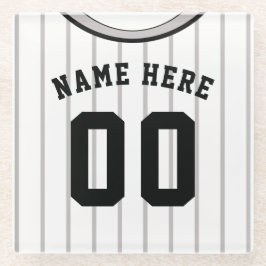 Posavasos De Vidrio Nombre y número Béisbol de Pascua Gris Pinstripe