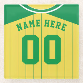 Posavasos De Vidrio Nombre y número Montaña Verde Pinstripe Béisbol