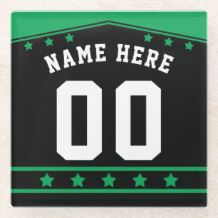 Posavasos De Vidrio Nombre y número Personalizado Hockey Lacrosse Jers