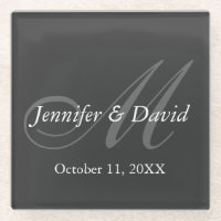 Nombres de novios de Boda de monograma gris claro