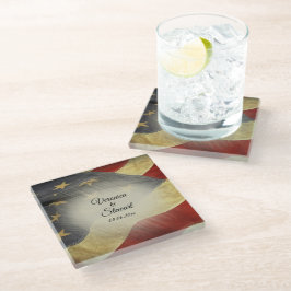 Posavasos De Vidrio Nombres y fecha de la bandera estadounidense angus