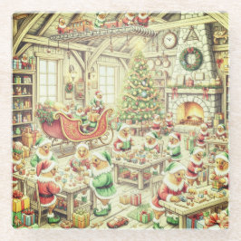 Posavasos De Vidrio North Pole Chickens, Glass Coaster