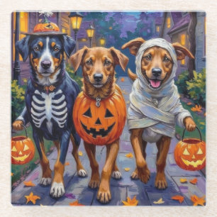Posavasos De Vidrio Norwegian Lundehund Truco o Trato Halloween