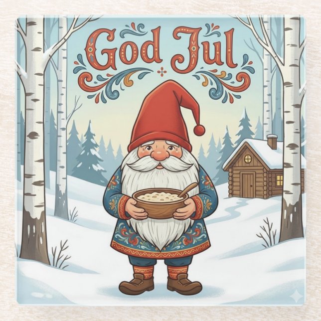 Posavasos De Vidrio Norwegian Nisse God Jul Christmas Coaster (Anverso)