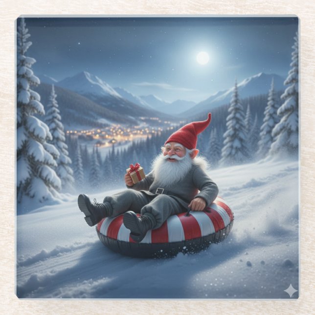 Posavasos De Vidrio Norwegian Nisse Sledding, Coaster (Anverso)