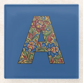 Posavasos De Vidrio Norwegian Rosemaling Norway Initial Coaster