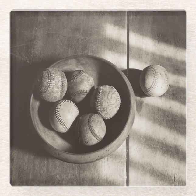 Posavasos De Vidrio Nostalgia por el béisbol - Baseballs (Anverso)
