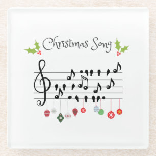 Posavasos De Vidrio Notas Musicales de Navidad Holly Canción