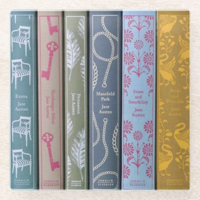 Posavasos De Vidrio Novelas de Jane Austen   (Anverso)