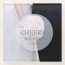 Posavasos De Vidrio Novia y novio - Boda editable Cheers