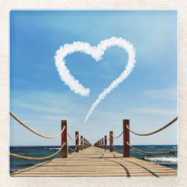 Posavasos De Vidrio Nube sin fin de trayectoria en forma de corazón