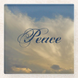 Posavasos De Vidrio Nubes blancas onduladas de paz foto naturaleza del