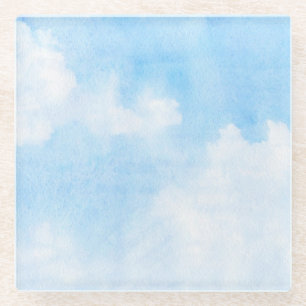 Posavasos De Vidrio Nubes de la acuarela y fondo del cielo